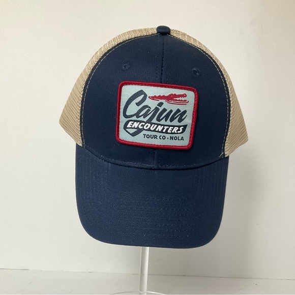 Sun Product Unisex Navy/Tan Logo Patch "Cajun Encounter" Trucker Hat Adjustable - Picture 1 of 7